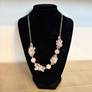 Elegant Pink and Silver Necklace